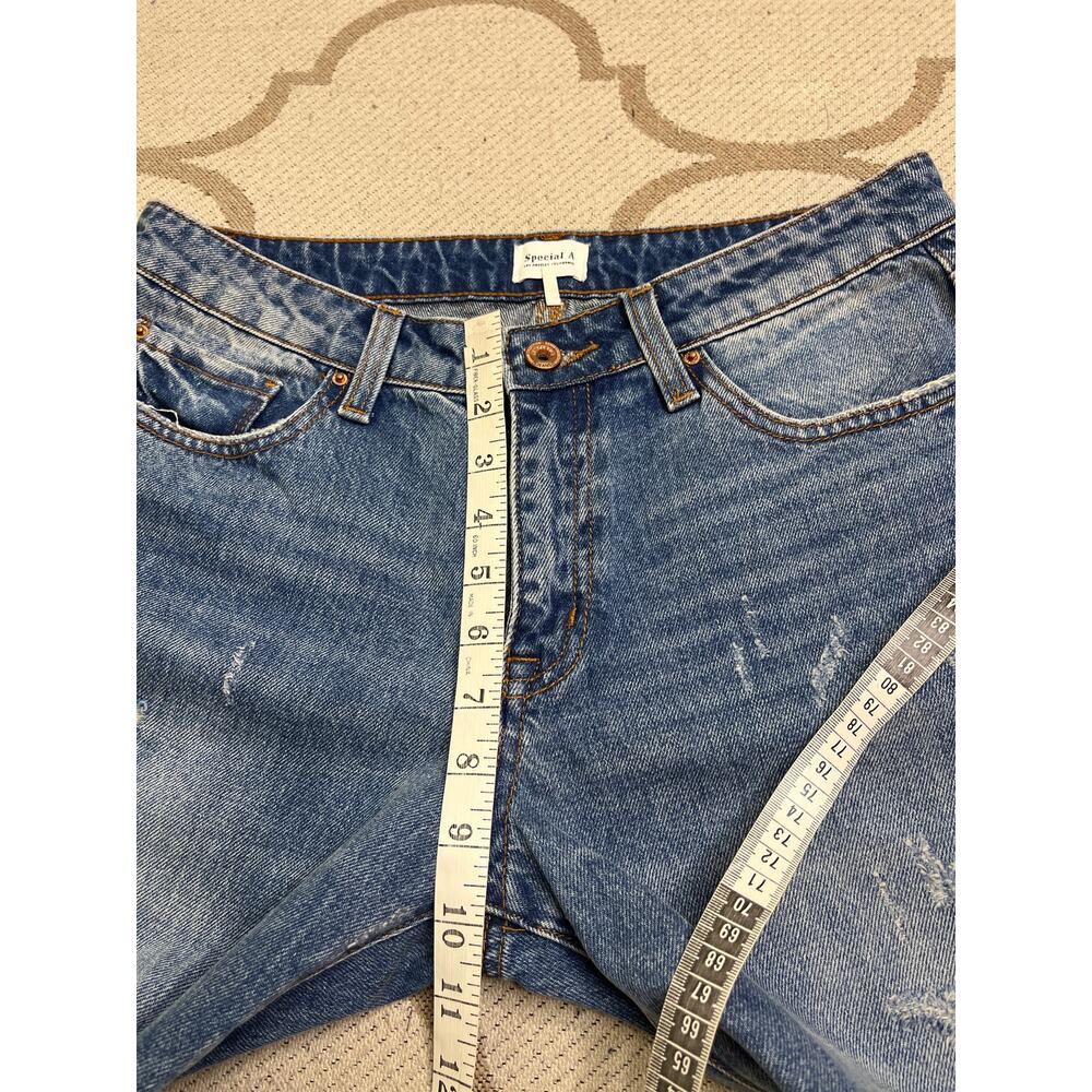 Special A Distressed Medium Wash Straight Mid rise Blue Jeans, Size 9 - Picture 8 of 14